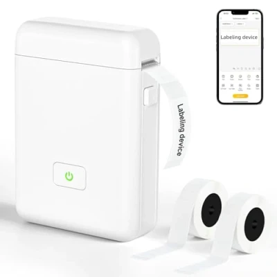 Immagine di GuKKK Stampante di Etichette, Bluetooth Portatile Etichettatrice, Etichettatrice Etichette Adesive, per Termica+2 Rotolo Compatibile con iOS e Android, Casa Ufficio