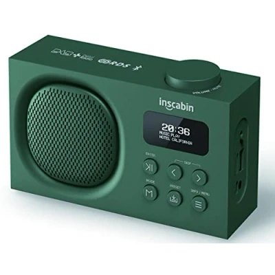 Immagine di Inscabin P2 Portable DAB/DAB + FM Radio digitale/Altoparlante wireless portatile con Bluetooth/Suono stereo/Design piacevole/Doppia sveglia(Green)