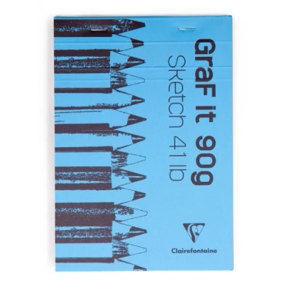 Immagine di Clairefontaine 96629C Blocco Punto Metallico GraF&#039;it 80 Fogli Carta da Disegno per Schizzi Uni staccabili A7 7,4x10,5 cm 90g Copertina colori casuali