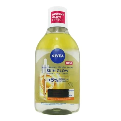 Immagine di NIVEA Micelar Skin Glow (400 ml), gel detergente viso con 5% Siero E Amino Acid Complex, tonico per viso, occhi labbra, olio struccante vitamina C ed