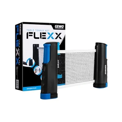 Immagine di GEWO Table Tennis Net FleXX rete da ping pong per ogni tavolo Morsetti regolabili antiscivolo la to Go estensibile fino a 2 m piastre di spessore 5 cm, altezza