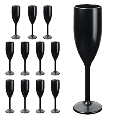 Immagine di Schramm® Mehrweg Sektgläser in nero wählbar 6, 12, 24 oder 48 Stück 160 ml Champagner Glas Sektflöten Sektkelch Stielglas Gläser Fassungsvermögen, Größe:12