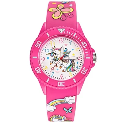 Immagine di Alienwork Unicorno Ragazza Orologio di Apprendimento bambini Ragazze Rosa Bracciale in Silicone Multicolore Impermeabile 5 ATM Tempo