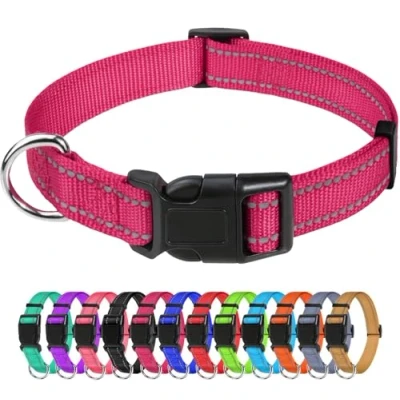 Immagine di TagME Collare per Cani in Nylon Riflettente, Fibbia Staccabile Durevole, Collari Di Sicurezza Regolabili Piccola Taglia, Rosa Caldo, Larghezza 2.0 cm