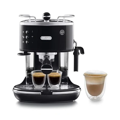 Immagine di De&#039;Longhi Icona ECO311.BK Macchina da Caffè Espresso Manuale e Cappuccino, in Polvere Cialde E.S.E., Spegnimento Automatico, Montalatte classico, Filtro Singolo Doppio, Nero