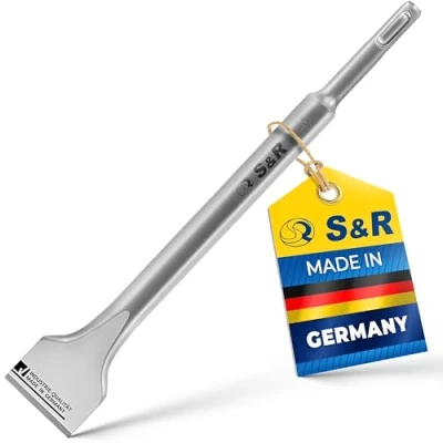 Immagine di S&amp;R Scalpello a Spatola SDS plus MADE IN GERMANY 250x40mm per Piastrelle e Mattoni. Qualità Industriale