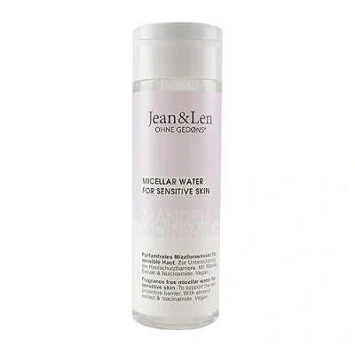 Immagine di Jean &amp; Len Acqua micellare senza profumo, mandorle e niacinamidi, adatta per pelli sensibili, aiuta a calmare la pelle, pulisce delicatamente parabeni siliconi, vegani, 200 ml