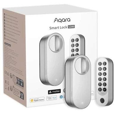 Immagine di Aqara Serratura Intelligente U200 (Tastiera Fingerprint Inclusa), Matter over Thread, Apple Home Key e Batteria Ricaricabile, Supporta Home, Google Alexa SmartThings, Argento