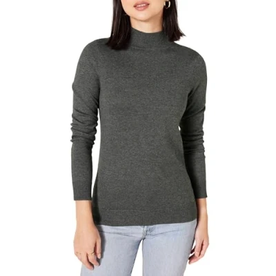 Immagine di Amazon Essentials Maglione Leggero con Collo a Lupetto (Disponibile in Taglie Forti) Donna, Carbone Puntinato, XL