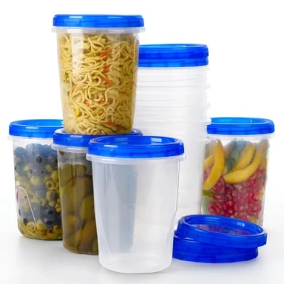 Immagine di Winter Shore Contenitori Plastica Alimenti con Coperchi (Set da 10) Porta Ermetico Senza BPA per Minestre e Altro Meal Prep Kit Congelatore Impilabili a Prova di Perdite