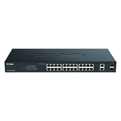 Immagine di D Link DGS 1100 26MPV2 Smart Switch Gestito Max PoE, 26 Porte Gigabit di cui 24 PoE a 370W, 802.3af/at, 2 Combo, Supporto VLAN, Funzionalità layer 2, QoS, 802.3az EEE, Senza Ventole