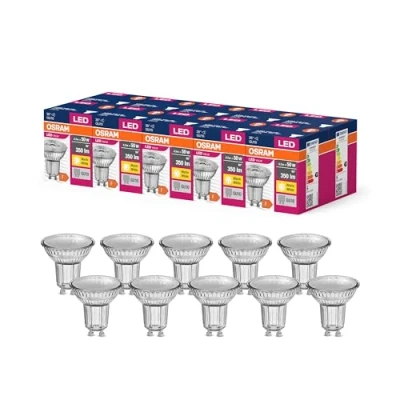 Immagine di OSRAM Valore a stella LED PAR16 per base GU10, lampada riflettore, GL, 350 lumen, bianco caldo, 3000k, sostituzione lampadine da 50 W convenzionali, non dimmerabile, 10 pacchetti