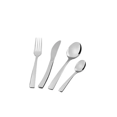 Immagine di Barazzoni, Set di Posate da Tavola Modello Ambra, Monoblocco in acciaio inox 18/10, per 6 persone, 24 pezzi: forchette, cucchiai, coltelli, cucchiaini tè, Lavabili Lavastoviglie