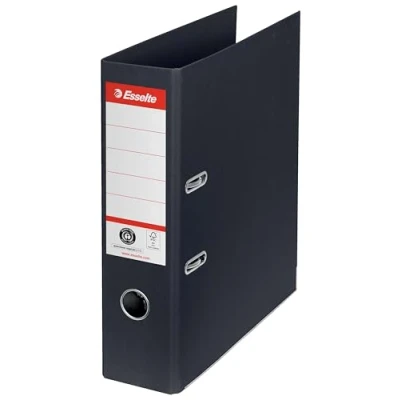 Immagine di Esselte Raccoglitore con Meccanismo a Leva, Zero Emissioni di CO2, Cartone Riciclato al 100%, Cartelle A4, Dorso da 7.5 cm, 627569 Nero