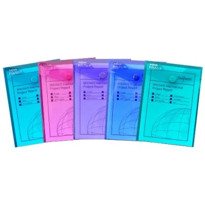 Immagine di Snopake Cartelline in plastica A6 con bottone automatico, colori assortiti Electra, 5 pz.