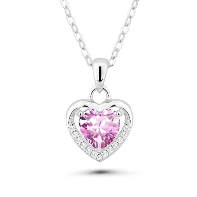 Immagine di VICKWOOD Collana da donna in Argento 925 con ciondolo a forma di cuore, vero rosa, bianco/blu, idea regalo per le donne il compleanno, sterling Zirconia cubica