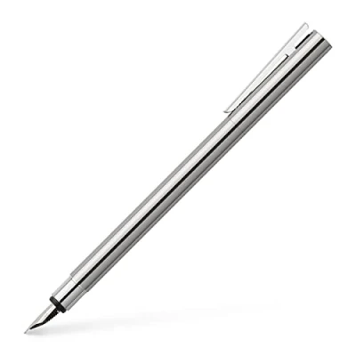 Immagine di Faber Castell 342000 Penna stilografica Neo Slim acciaio inox, larghezza pennino M, argento lucido