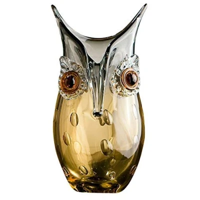 Immagine di GILDE GLAS art Vaso di design a forma gufo, realizzato mano, in vetro, altezza 27 cm