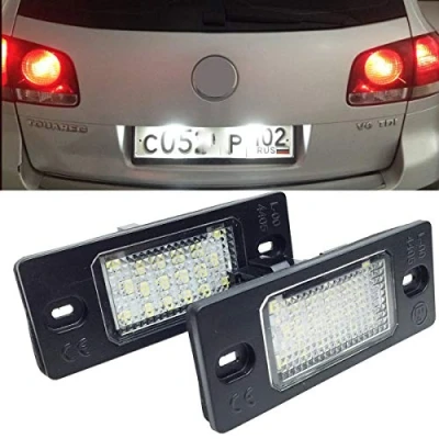 Immagine di GOFORJUMP 2PCS SMD3528 6000K 18Leds License Plate Lights Number Light for P/orsche C/ayenne V/W Touareg Passat Golf 5 5D Touring