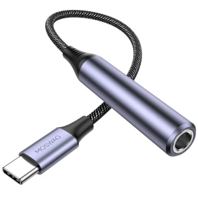 Immagine di MOSWAG Adattatore Jack per Cuffie USB C a 6.35mm, Cavo audio 6.35mm TRS stereo AUX Compatibile con Amplificatori, Mixer, Home Theater, Smartphone, Portatile,