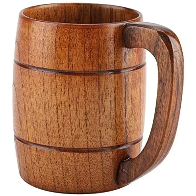 Immagine di Estink 350ml Boccale di birra fatto a mano in legno retrò grande capacità con manico