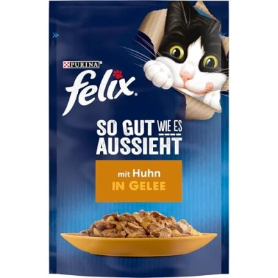 Immagine di FELIX Ottimo come sembra Senior cibo per gatti bagnato in gelatina, con pollo, confezione da 26 (26 x 85 g)