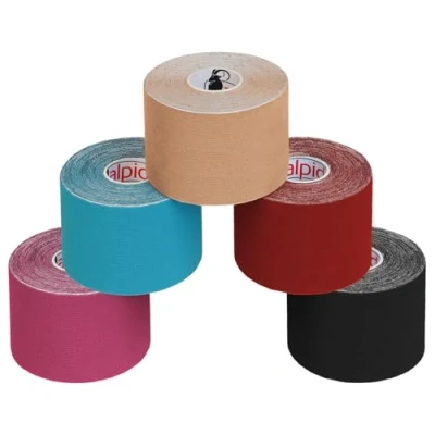 Immagine di ALPIDEX 5 Rotoli Nastro Kinesiologico m x 5,0 cm Tanti Colori E Book Esempi Applicazione Tape Muscolare Cerotto, Colore:misto