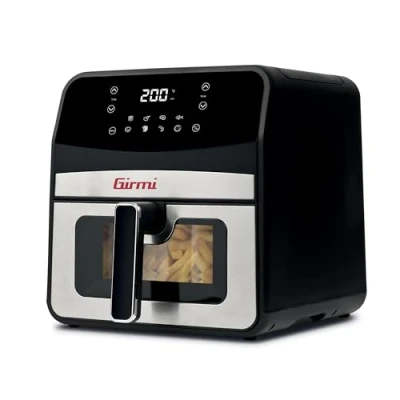 Immagine di Girmi FG85 Friggitrice ad Aria con finestra &quot;Ecofrit 6,5L&quot;, 8 Programmi, 1700 W, Display Digitale, Luce Interna, Vassoio antiaderente, Ricettario Incluso