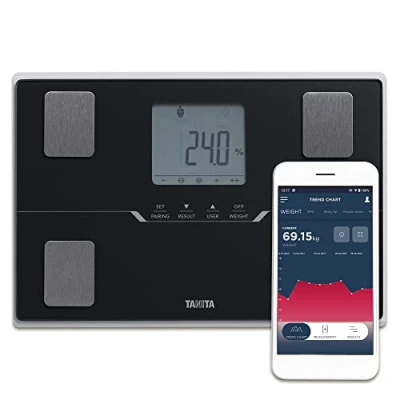 Immagine di Tanita BC 401 Bilancia Bluetooth per la composizione corporea di tutta famiglia, Smart App sincronizzare tutti i dati, Eta&#039; metabolica (Nero)