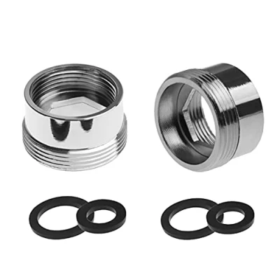 Immagine di 2 adattatori per rubinetto in metallo, filettatura femmina da 24 mm, maschio 22 connettore aeratore ottone, bagno e cucina