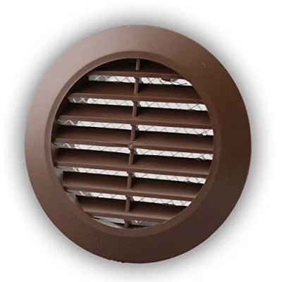 Immagine di Griglia di ventilazione rotonda, Ø 80 mm, marrone, con rete per insetti, in plastica ABS, resistente alle intemperie