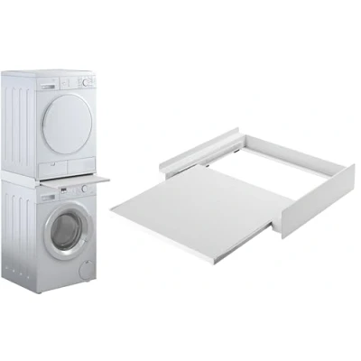Immagine di RICOO Kit Sovrapposizione Lavatrice Asciugatrice, Modello WM6053, Supporto Universale con Telaio Intermedio, in Alluminio e Truciolare, 606 x 80 538 mm, Carico fino a 60 kg
