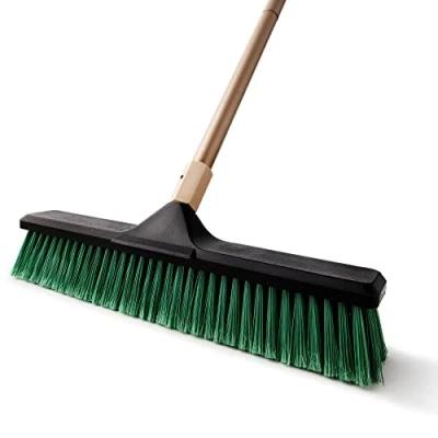 Immagine di Eyliden scopa a spinta, da giardino resistente per la pulizia dei pavimenti, setole rigide 45 cm e manico regolabile 168 cm, uso esterno interno, spazzola cortile spazzare