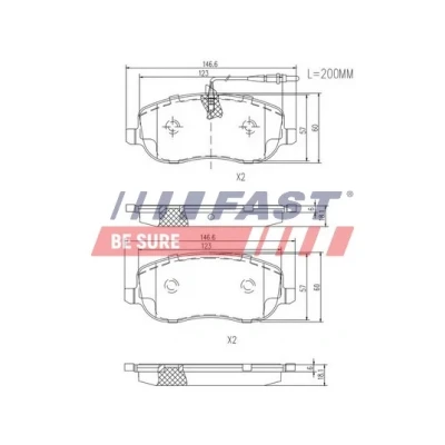 Immagine di FAST FT29128 Kit pastiglie freno Assale anteriore con sensore usura integrato FIAT: Scudo I Van, Ulysse II, Station Wagon, LANCIA: Phedra