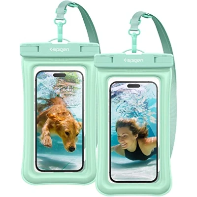 Immagine di Spigen Aqua Shield A610 Custodia Impermeabile Smartphone IPX8, Cover Galleggiante 2 Pezzi Compatibile con iPhone 15 Pro Max, 14 Pro, 13, Xiaomi 13T, Galaxy S24 Ultra,Pixel 8 Floating Mint