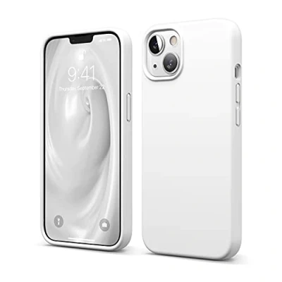 Immagine di elago Cover Silicone Liquido Compatibile con iPhone 13 Case (6.1&quot;), Premium, Protezione Completa Antiurto a 3 Strati, Custodia in Morbida Microfibra Antigraffio (Bianco)