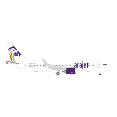 Immagine di Herpa modello di aereo Arajet Boeing 737 Max 8 HI1078 in scala 1:500 aereo, pezzo da collezione, miniatura deco, statuetta senza supporto metallo
