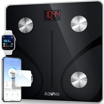 Immagine di RENPHO Elis 1 Bilancia Pesapersone Intelligente, Bluetooth, Pesa Persona Digitale Con App, Misura Peso Corporeo, Massa Grassa, Bmi, Muscolare, Ossea, Proteine, Bianco
