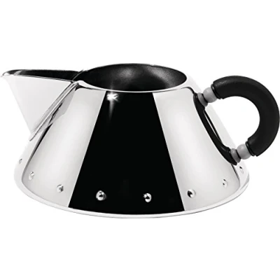 Immagine di Alessi 9096 B Cremiera in Acciaio Inossidabile 18/10 Lucido con Manico PA, Nero