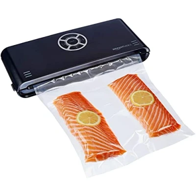 Immagine di Amazon Basics, Macchina sigillatrice per sottovuoto, Larghezza di sigillatura 30 cm,10 sacchetti sottovuoto inclusi, Nero