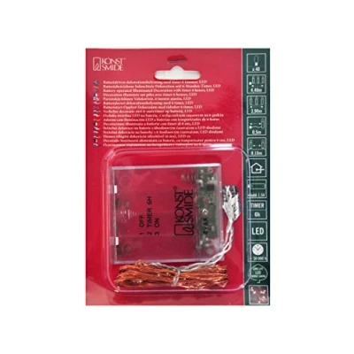 Immagine di Konstsmide 1461 180 Micro catena luminosa interno a batteria Numero di lampadine 40 LED (monocolore) Bianco caldo Lunghezza illuminata: 3.9 m Temporizzate