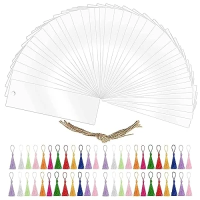 Immagine di 66 Segnalibro Acrilico, BetterJonny 30 Acrilico 36 Nappe Colorate Vuoto Trasparente Segnalibri Fai da Te per Artigianato Taccuino Etichette Progetti