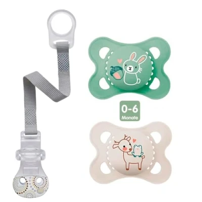 Immagine di Mam, ciuccio in silicone &quot;Skin Soft&quot; per neonati da 0 a 6 mesi,unisex, confezione 2 pezzi, inclusicontenitore il trasporto sterilizzato e laccio portaciuccio Nip
