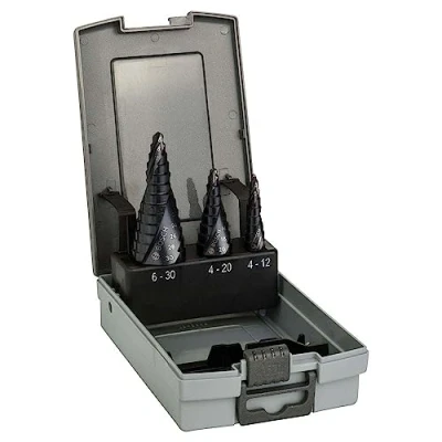 Immagine di Bosch Accessories 2608588069 HSS KIT punte a gradini 3 parti 4 12 mm, 20 6 30 mm TiAIN Alberino facce 1