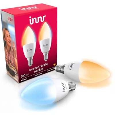 Immagine di innr Lampadina Smart E14 Zigbee, Funziona con Hue* e Alexa (Bridge Richiesto), Lampadine LED Luce Bianca Calda Fredda, Dimmerabile, 520 lumen Confezione da 2