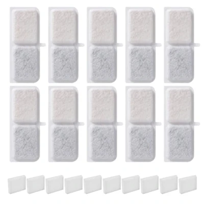 Immagine di Filtri Fontanella Per Gatti, 20 PCS Filtro Fontana Gatto Filtrata contiene 10 pezzi di elementi Filtranti e spugne Filtranti, Resina a Carbone attivo.
