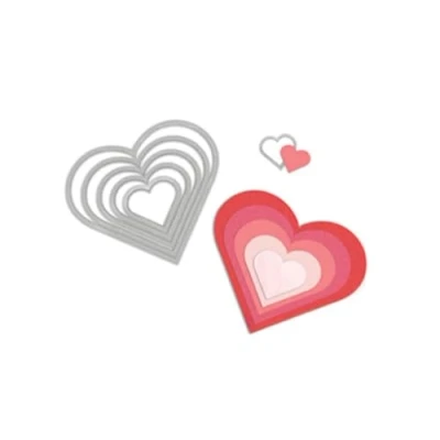 Immagine di Sizzix Framelits Fustelle Set di 6 Pezzi, Cuori