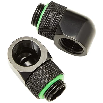 Immagine di Corsair Hydro X Serie, Adattatore Rotary 45 Confezione Doppia (Filettature BSPP G1/4 Standard, Meccanismo di Rotazione a Tenuta, Finitura Alta Qualità, Ottimizzato per Portate Elevate) Nero