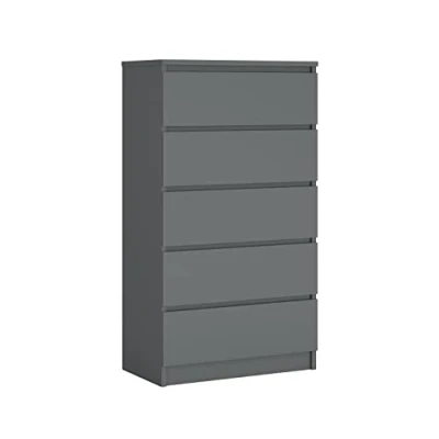 Immagine di 3E 3xE living.com Cassettiera, credenza con 5 cassetti, Antracite, D: 70 x 124 39 cm