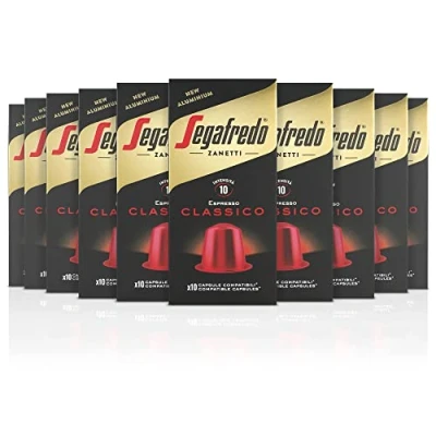 Immagine di Segafredo Zanetti 100 Capsule in Alluminio compatibili con Nespresso di Caffè Classico Gusto ricco e armonioso (10 Astucci da 10 Capsule) Adatte per Macchine Original